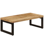 Tavolino da Salotto 100x50x35 cm Legno Massello Mango e Acciaio