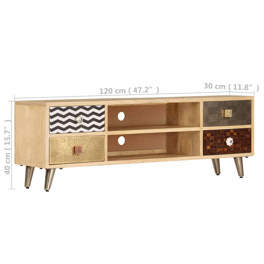 Mobile Porta TV 120x30x40 cm in Legno Massello di Mango