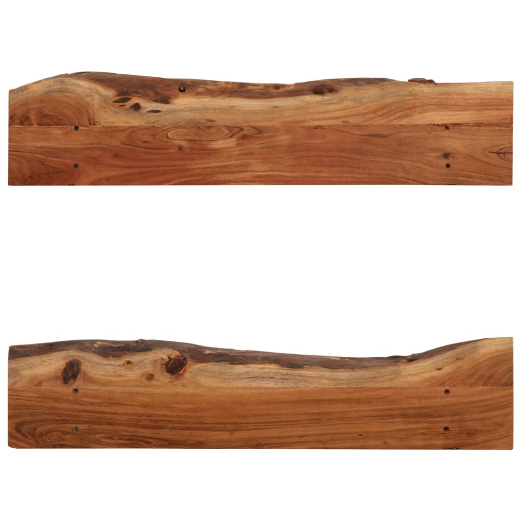Mensole 2 pz 90x20x18 cm in Legno Massello di Acacia