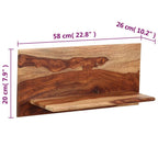 Mensole 2 pz 58x26x20 cm in Legno Massello di Acacia