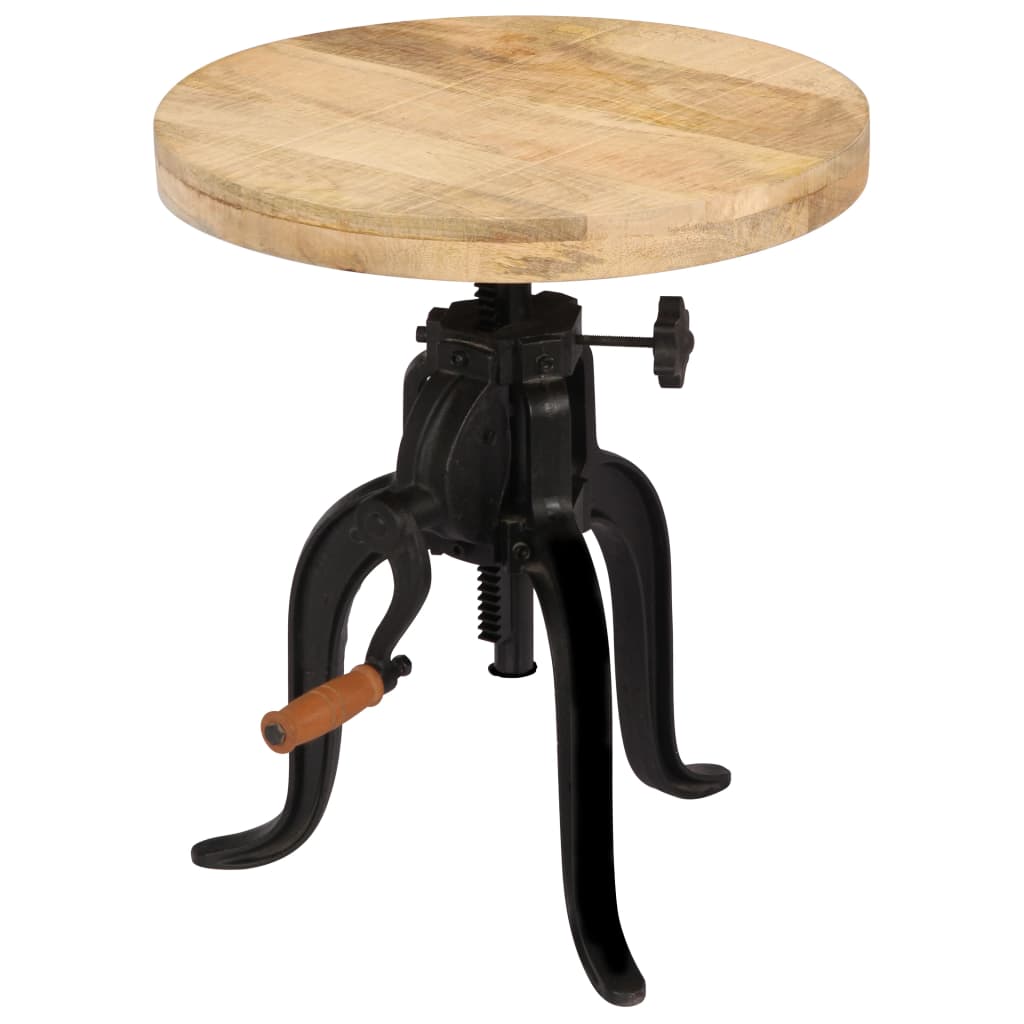 Tavolino 45x(45-62) cm in Legno Massello di Mango e Ghisa