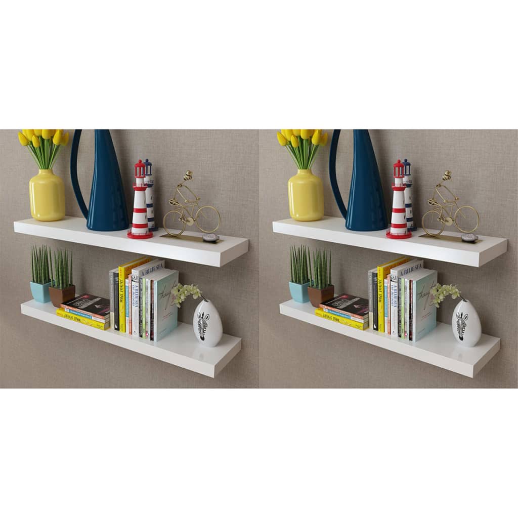 Mensole a Parete 4 pz Bianche 80 cm