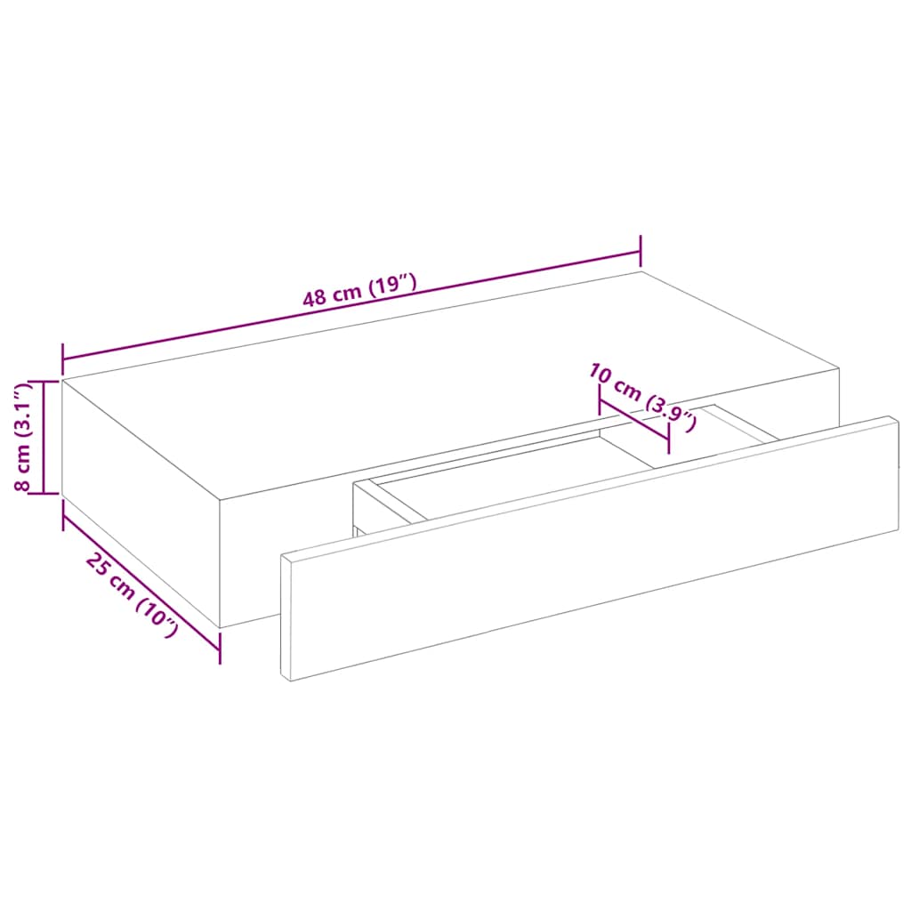 Mensole con Cassetti 2 pz Bianco 48 cm