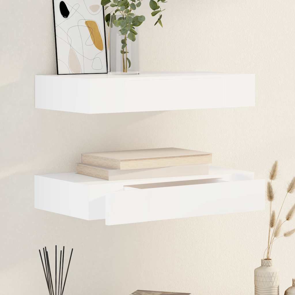 Mensole con Cassetti 2 pz Bianco 48 cm