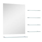 Specchio da Parete con 5 Mensole Argento 50x60 cm