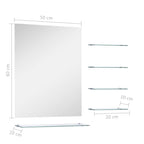 Specchio da Parete con 5 Mensole Argento 50x60 cm