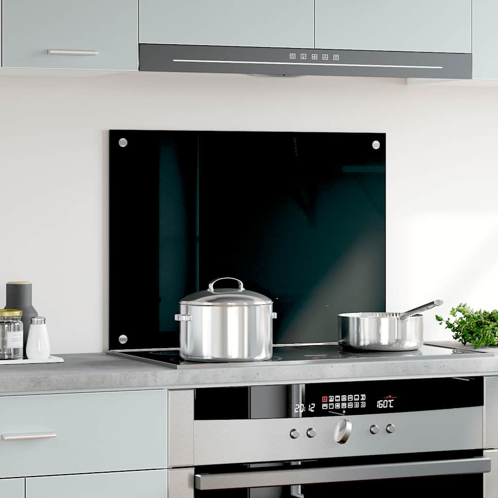 Paraschizzi per Cucina Nero 70x50 cm in Vetro Temperato