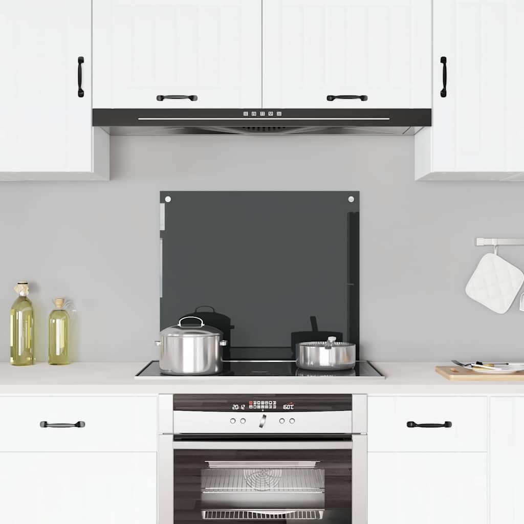 Paraschizzi per Cucina Nero 70x60 cm in Vetro Temperato