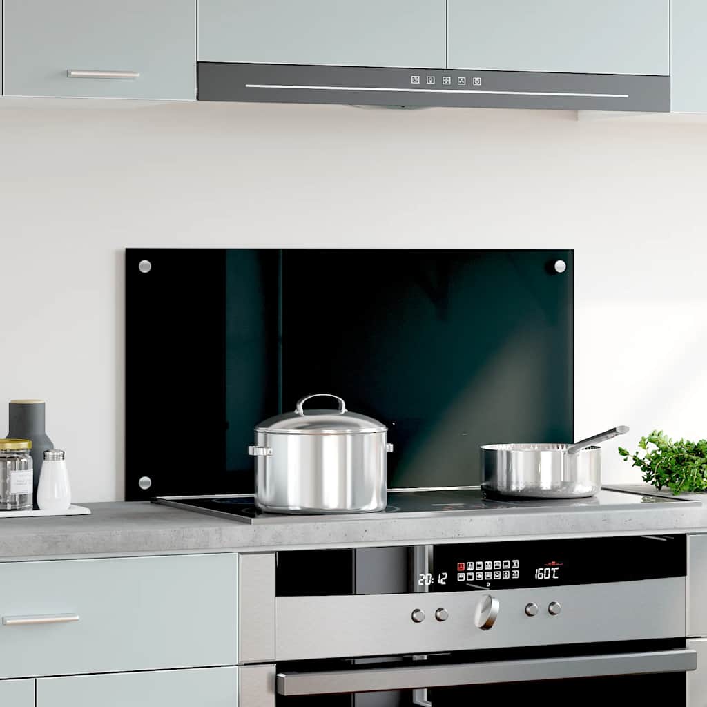 Paraschizzi per Cucina Nero 80x40 cm in Vetro Temperato