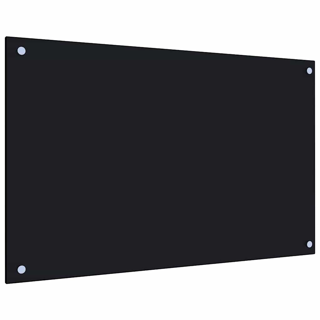 Paraschizzi per Cucina Nero 80x50 cm in Vetro Temperato