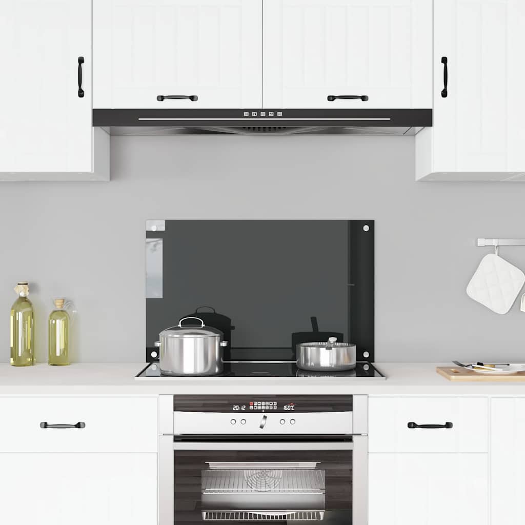Paraschizzi per Cucina Nero 80x50 cm in Vetro Temperato