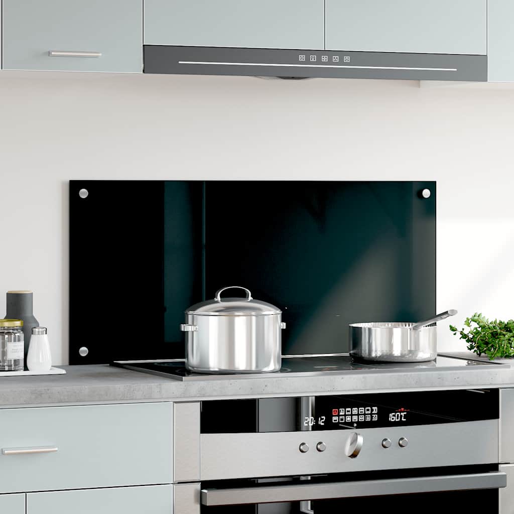 Paraschizzi per Cucina Nero 90x40 cm in Vetro Temperato