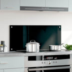 Paraschizzi per Cucina Nero 90x40 cm in Vetro Temperato