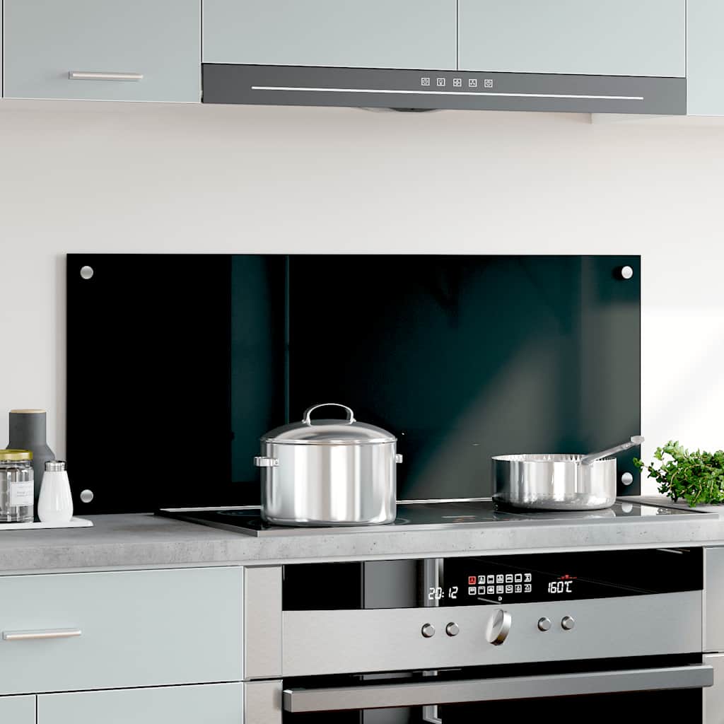 Paraschizzi per Cucina Nero 100x40 cm in Vetro Temperato