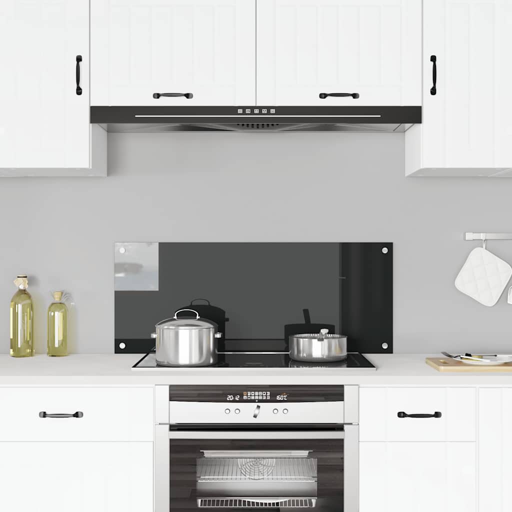 Paraschizzi per Cucina Nero 100x40 cm in Vetro Temperato