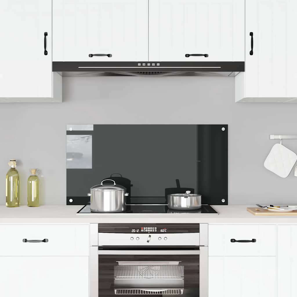 Paraschizzi per Cucina Nero 100x50 cm in Vetro Temperato