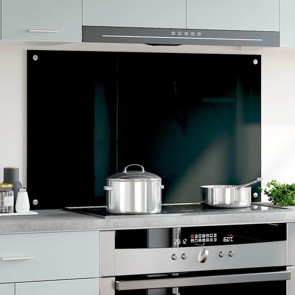 Paraschizzi per Cucina Nero 100x60 cm in Vetro Temperato