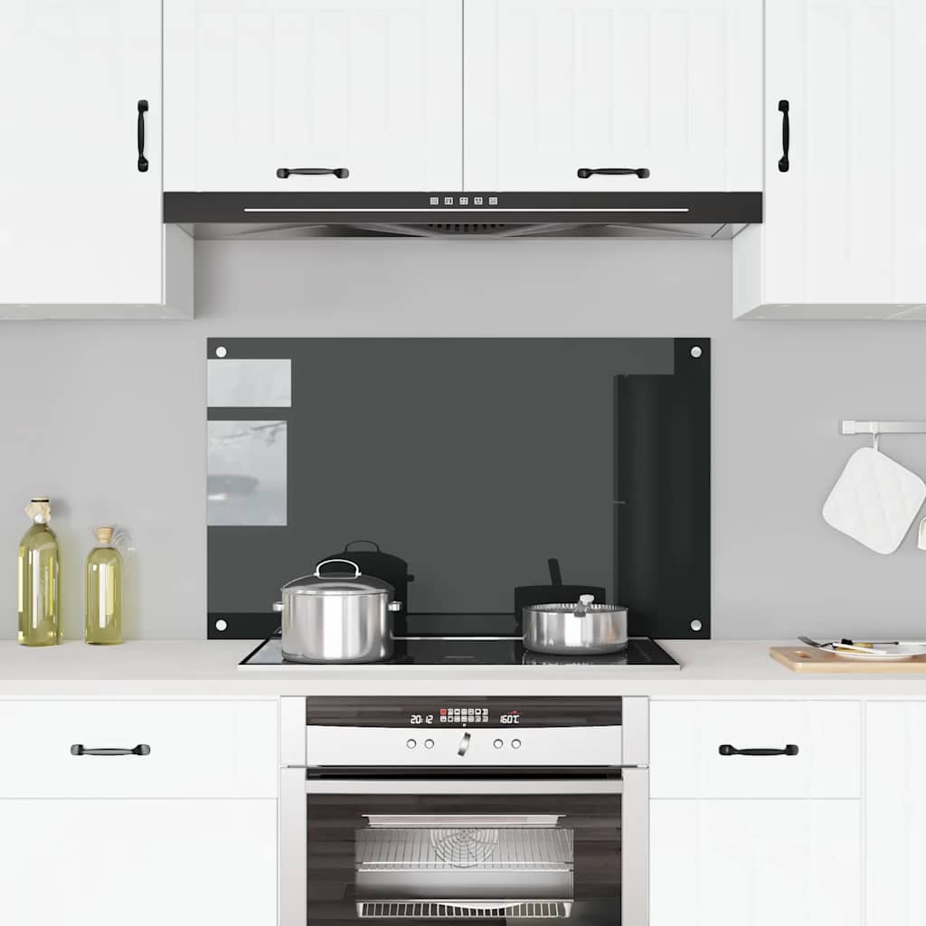 Paraschizzi per Cucina Nero 100x60 cm in Vetro Temperato