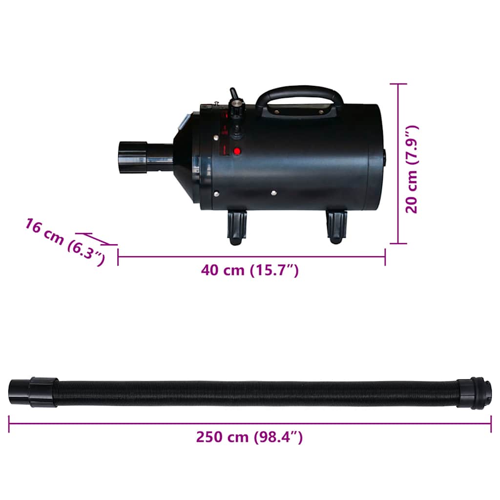 Phon per Cani con 3 Ugelli Nero 2400 W
