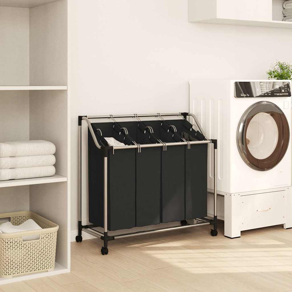 Classificatore lavanderia con 4 borse nero