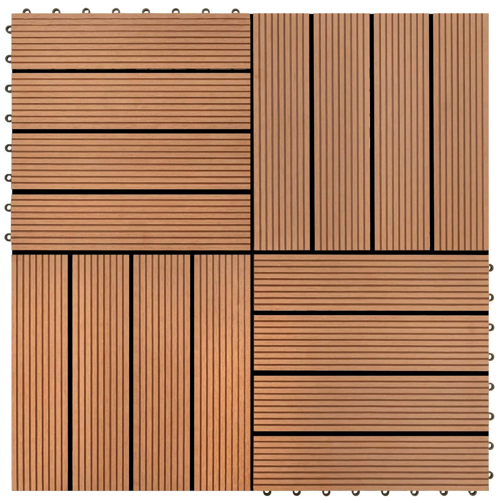 Piastrella per Decking 11 pcs Marrone 30 x 30 cm WPC
