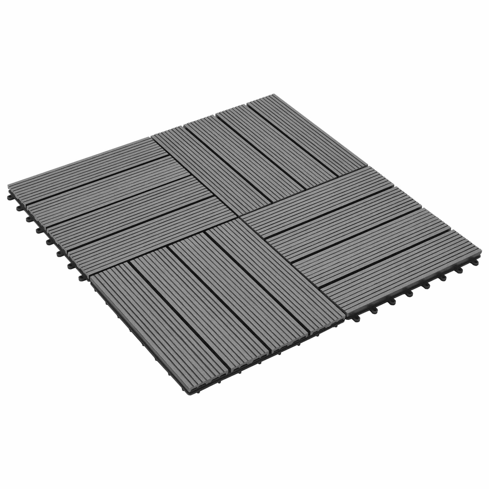 Piastrella per Decking 11 pcs Grigio 30 x 30 cm WPC