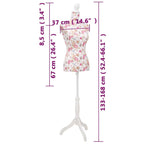 Busto Sartoriale Donna Manichino Cottone Bianco con Rose