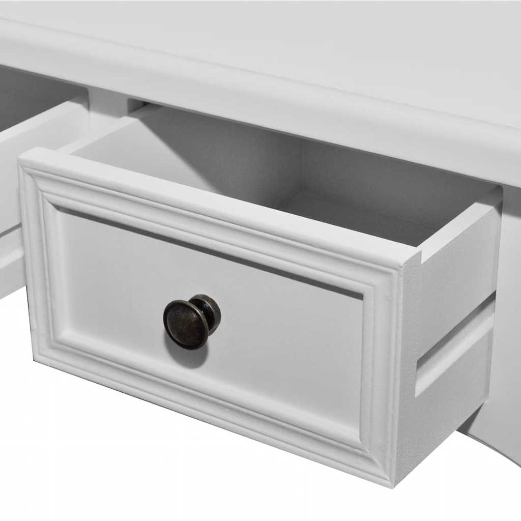 Tavolo Consolle da Trucco con 3 Cassetti Bianco