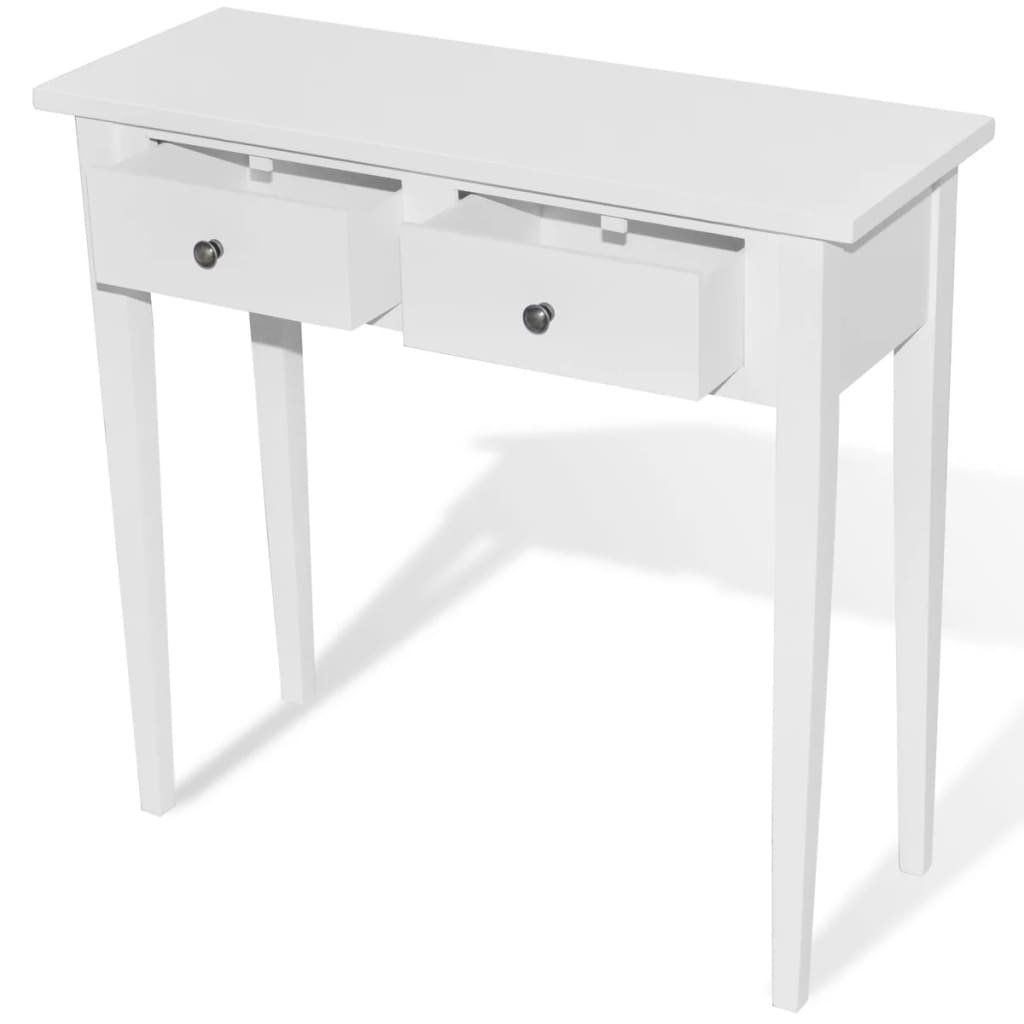 Tavolo Consolle da Trucco con 2 Cassetti Bianco