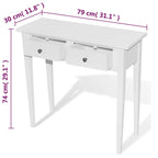 Tavolo Consolle da Trucco con 2 Cassetti Bianco