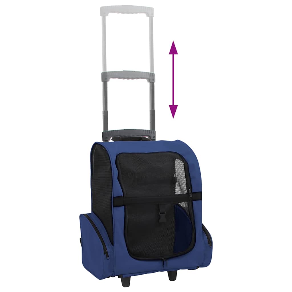 Trolley Trasportino per Animali Pieghevole Multifunzione Blu