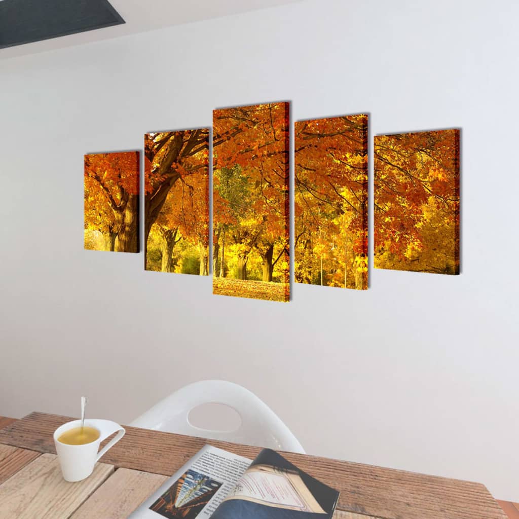 5 pz Set Stampa su Tela da Muro Acero