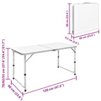 Tavolo da Campeggio Pieghevole Alluminio Regolabile 120x60 cm