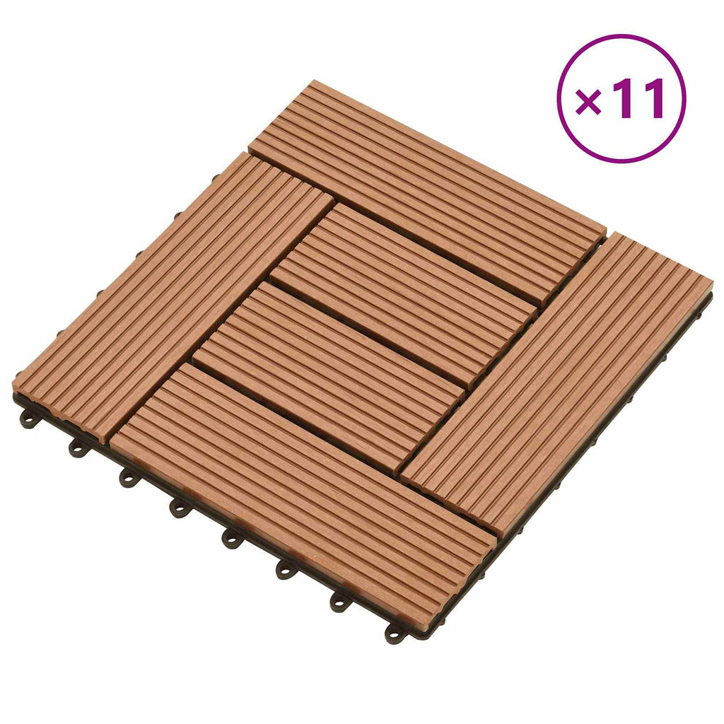 Piastrella per Decking 11 pcs Marrone 30 x 30 cm WPC