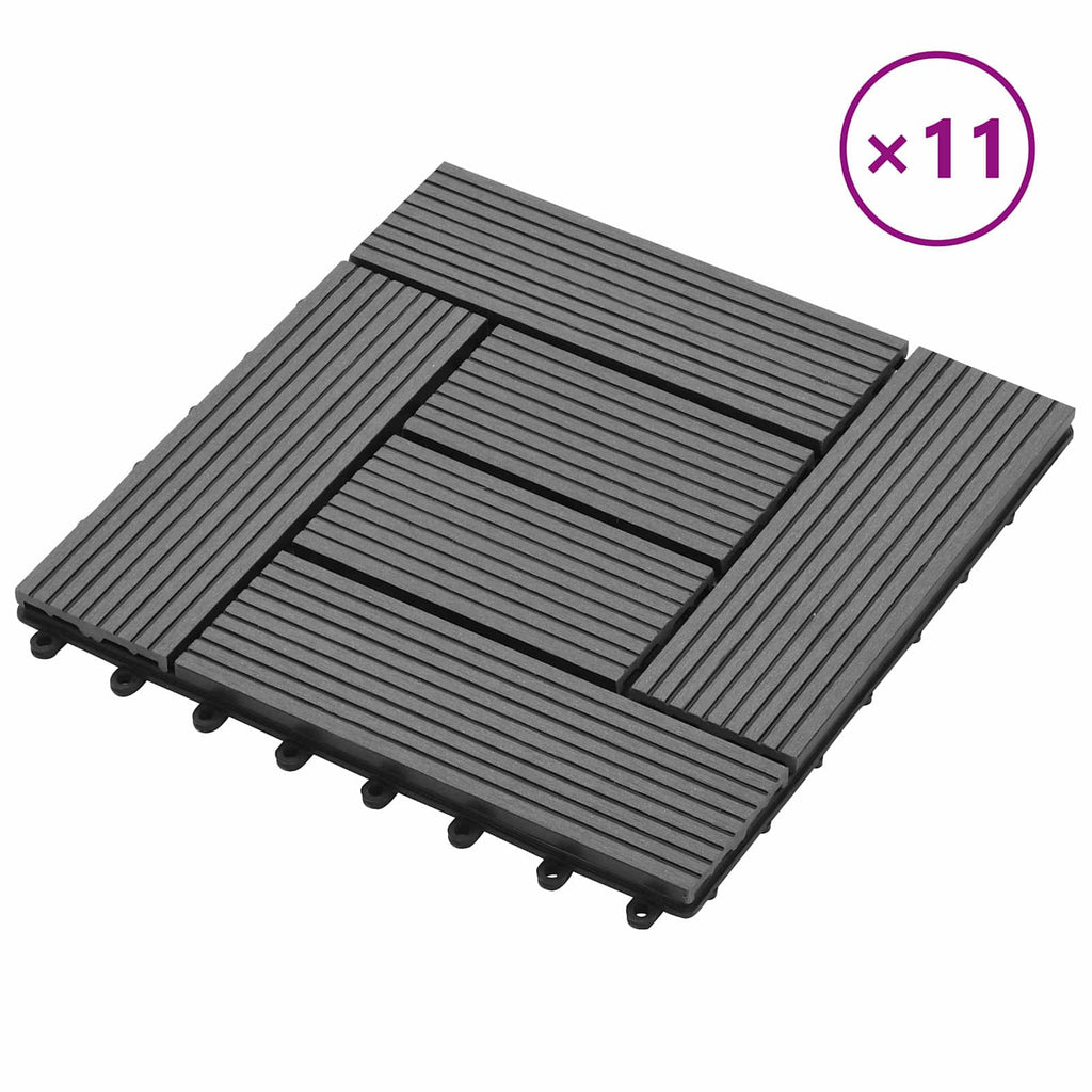 Piastrella per Decking 11 pcs Grigio 30 x 30 cm WPC