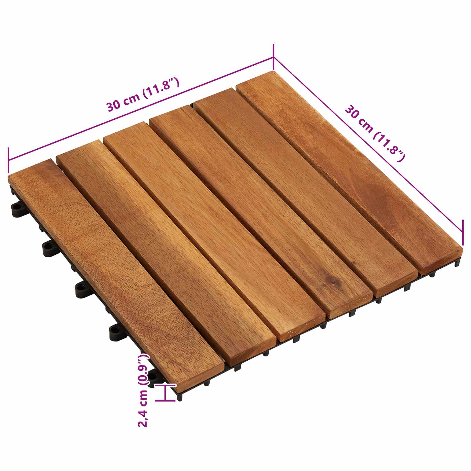 Piastrella per Decking 10 pcs Marrone 30 x 30 cm