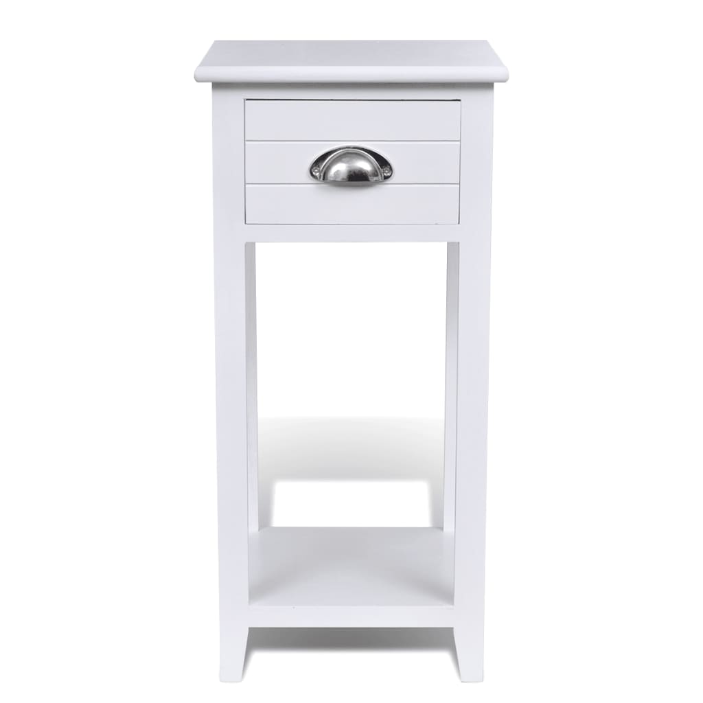 Comodino con 1 Cassetto Bianco