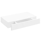 Mensola per Pareti Bianca in MDF con 1 Cassetto per Libri/DVD