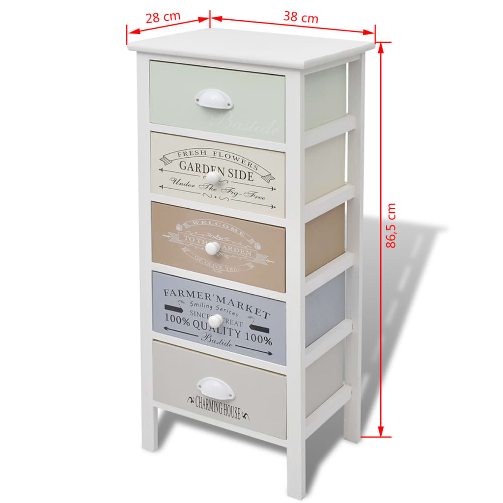 Mobile in Stile Francese con 5 Cassetti in Legno