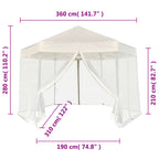 Gazebo Esagonale Pop-Up con 6 Pareti Bianco Crema 3,6x3,1 m
