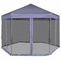 Gazebo Esagonale Pop-Up con 6 Pareti Blu Scuro 3,6x3,1 m