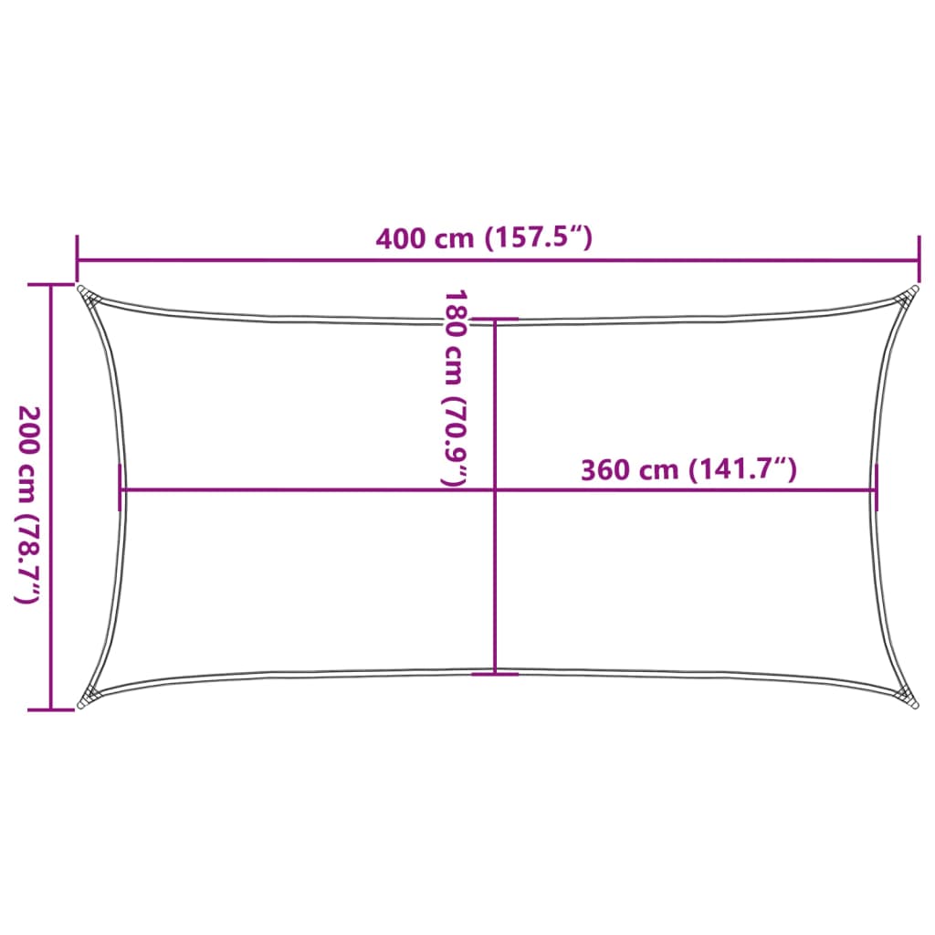 Parasole a Vela HDPE Rettangolare 2x4 m Antracite