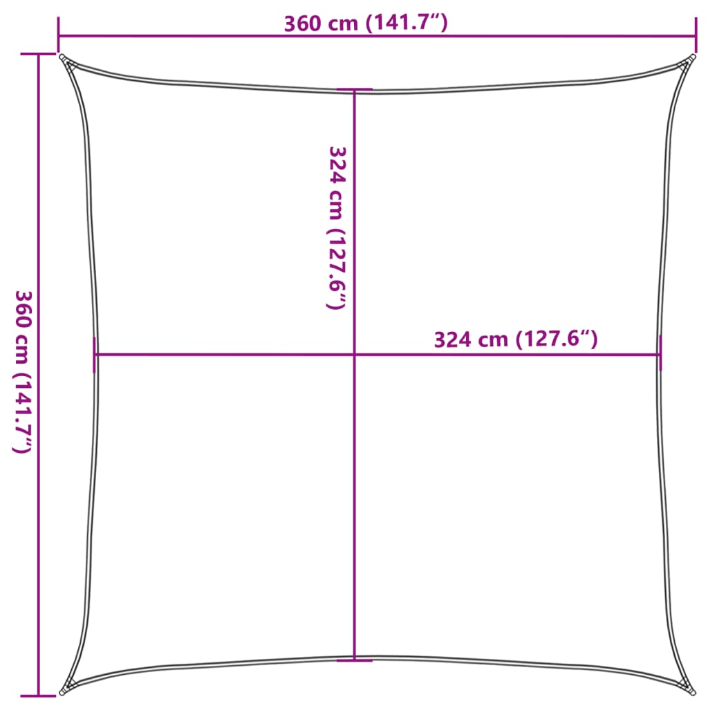 Parasole a vela HDPE Quadrato 3,6x3,6 m Beige