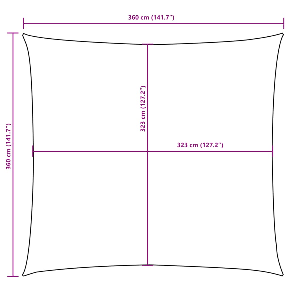 Parasole a Vela in Tela Oxford Quadrato 3,6x3,6 m Beige