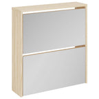 Scarpiera con 2 Ripiani e Specchio Colore Rovere 63x17x67 cm