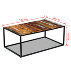 Tavolino da Salotto in Legno Massello di Recupero 100x60x40 cm
