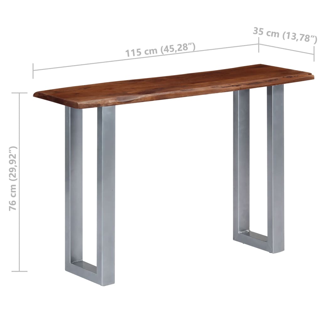 Tavolo Consolle 115x35x76 cm Legno Massello e Ferro
