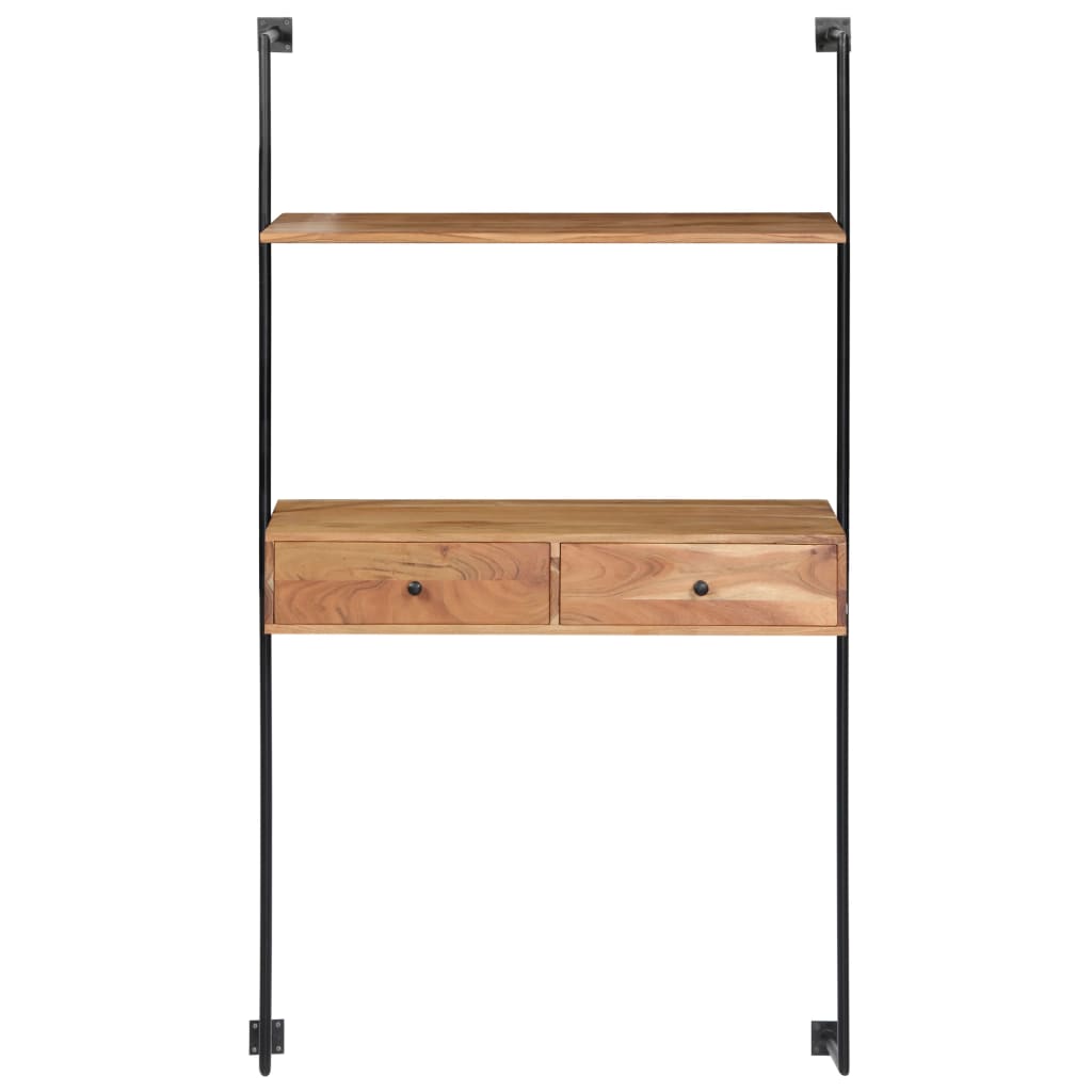 Scrivania a Parete 90x40x170 cm in Legno Massello di Acacia
