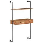 Scrivania a Parete 90x40x170 cm in Legno Massello di Acacia