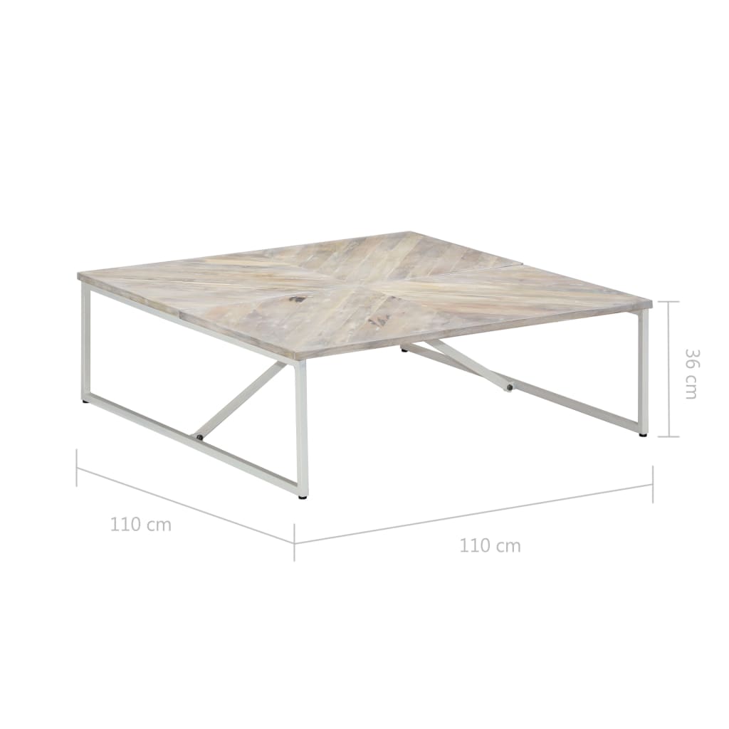 Tavolino da Salotto 110x110x36 cm in Legno Massello di Mango